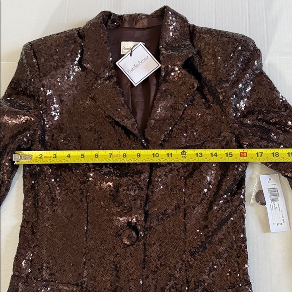Chocolate Shimmering Sequin Blazer - Picture 5 of 5